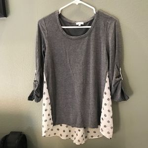 Adorable polka dot sheer back Pixley top